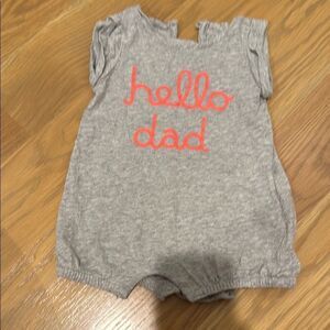Gray Baby Romper with Pink 'Hello Dad' Text 0-3M